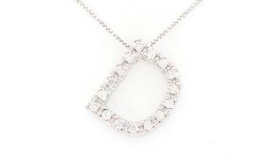 No Reserve Price - 18 kt. White gold - Necklace with pendant - 0.16 ct