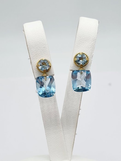 No Reserve Price - 18 kt. Yellow gold - Earrings - 8.10 ct Topaz
