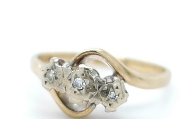 No Reserve Price - Engagement ring - 9 kt. Platinum, Yellow gold - 0.05 tw. Diamond (Natural)