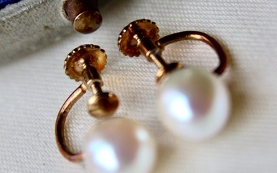 No Reserve Price - Handmade Vintage genuine sea/altwater pearls - Earrings - 14 kt. Rose gold Pearl
