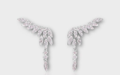 No Reserve Price - IGI 0.76 ct - Earrings - 14 kt. White gold Diamond (Natural)