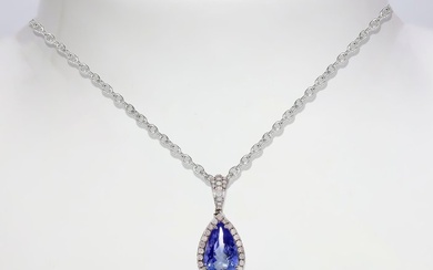 No Reserve Price - IGI 2.88 tw - Necklace with pendant - 14 kt. Rose gold Tanzanite - Diamond