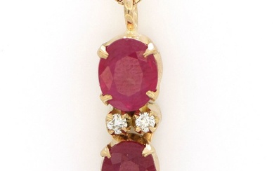 No Reserve Price - Necklace - 18 kt. Rose gold - 1.60 tw. Ruby - Diamond