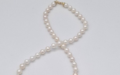 No Reserve Price - Necklace - 18 kt. Yellow gold Pearl - Aquamarine