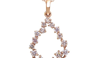 No Reserve Price - Necklace with pendant - 14 kt. Pink gold, Rose gold - 0.70 tw. Pink Diamond (Natural coloured)