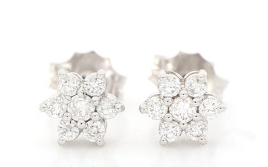 '' No Reserve Price '' New - 18 kt. White gold - Earrings - 0.44 ct Diamond