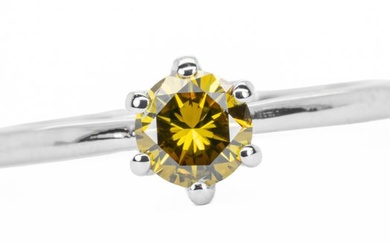 No Reserve Price - Ring - 18 kt. White gold - 0.59 tw. Yellow Diamond (Natural coloured)