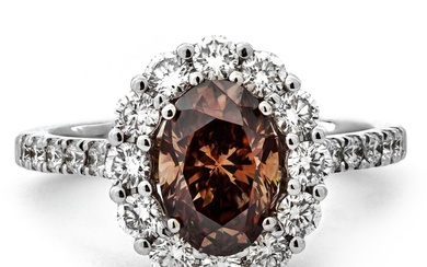 No Reserve Price - Ring - 18 kt. White gold - 2.36 tw. Brown Diamond (Natural coloured) - Diamond
