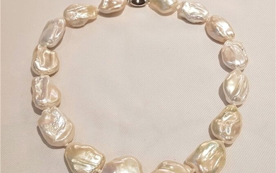 No reserve price - 925 Silver - 17x20mm Cultured Pearls - Necklace