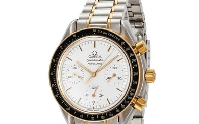OMEGA - A VINTAGE BIMETAL OMEGA SPEEDMASTER REDUCED AUTOMATIC CHRONOGRAPH WRISTWATCH in stainless...