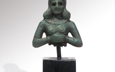 Old Babylonian Bronze Goddess LAMASSU Figurine with Clasped Hands