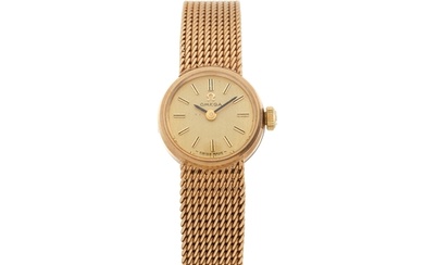 Omega, a 9ct gold bracelet watch, circa 1972, signed manual ...