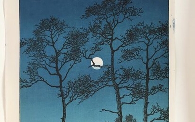 Original woodblock print - Paper - Kawase Hasui 川瀬 巴水 (1883-1957) - "Fuyu no tsuki (Toyamagahara)" 冬の月 戸山ヶ原 (Winter Moon, Toyamagahara) - Japan - Heisei period (1989-2019)