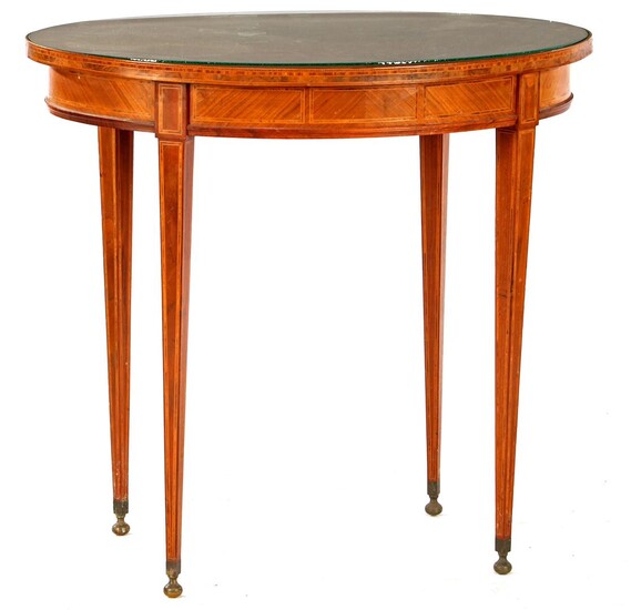 (-), Oval walnut Louis Seize style table with...