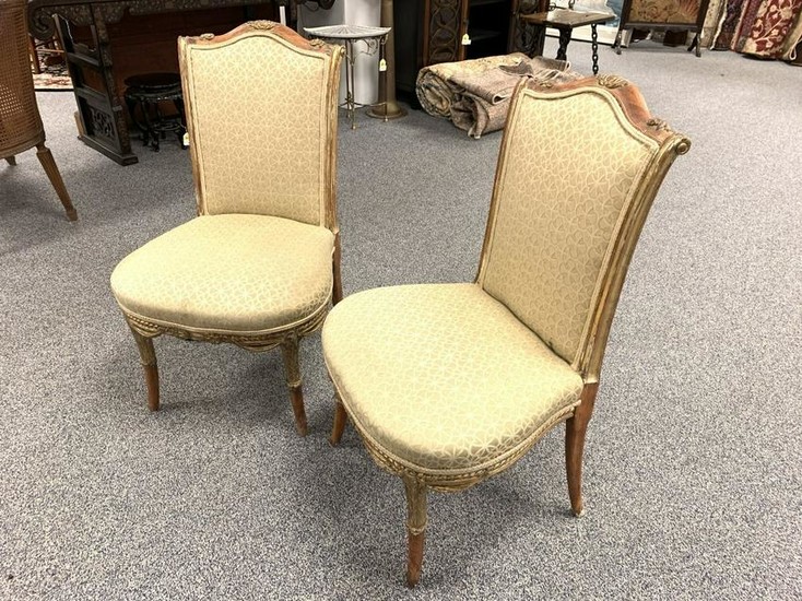 PAIR 19TH C PARCEL GILT SIDE CHAIRS