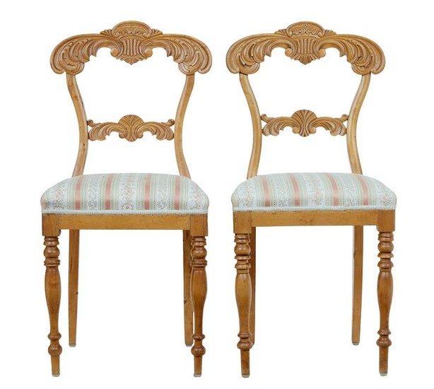 PAIR OF EARLY 20TH CENTURY CARVED BIRCH CHAIRS