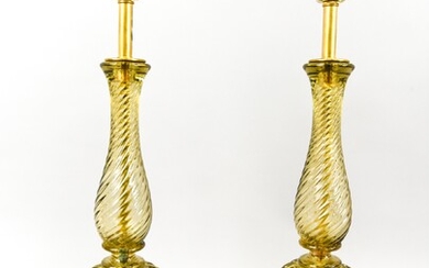 PAIR OF ITALIAN ART GLASS TABLE LAMPS