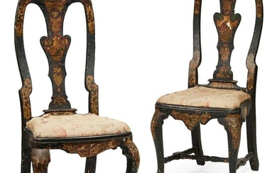 PAIR OF QUEEN ANNE JAPANNED SIDE CHAIRS EARLY 18TH