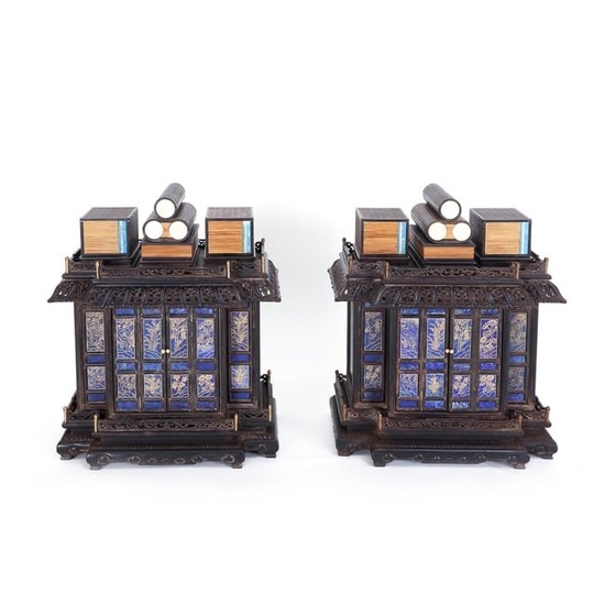 PAIR OF ZITAN STATIONERY CABINETS
