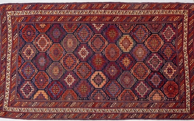 PERSIAN AFSHAR, SOUTHCENTRAL IRAN, HANDWOVEN WOOL RUG, C. 1900, W 4' 5" L 7' 2"