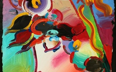 PETER MAX ACRYLIC ON PAPER, "BLUSHING BEAUTY"