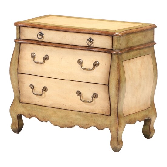 Painted Painted-Wood Three-Drawer Bombé End Table
