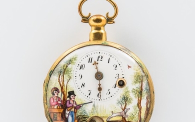 Painted Porcelain Dial Open-face Watch
