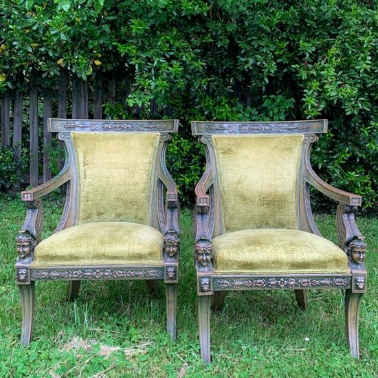 Pair 19th C. French Empire Chairs