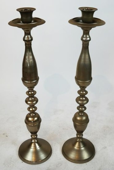 Pair Bronze Floor Candlesticks