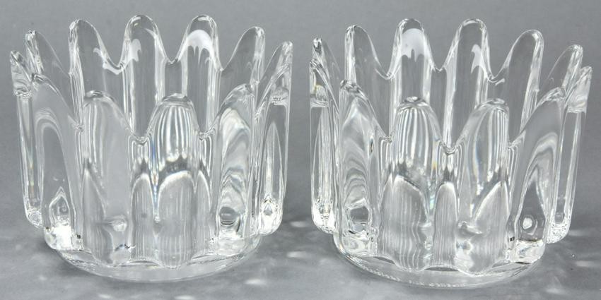 Pair Signed Matching Orrefors Crystal Bowls