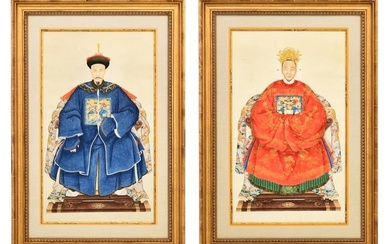 Pair of Chinese Ancestor Portrait Paintings
