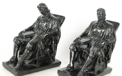 Pair of Figural Marion Bronze Bookends of John Harvard