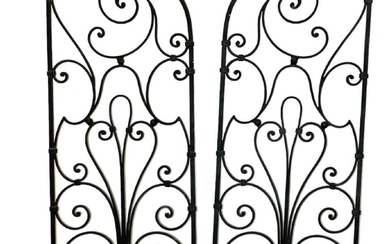 Pair of French scrolled iron garden gates