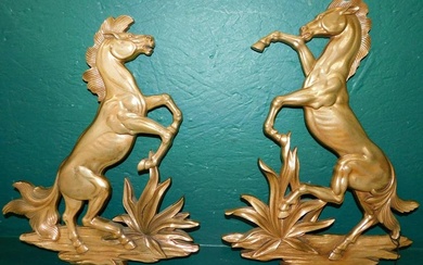 Pair of Gilded Horse Sorocco Wood Wall Plaques