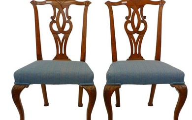 Pair of Queen Anne Transitional Side Chairs.