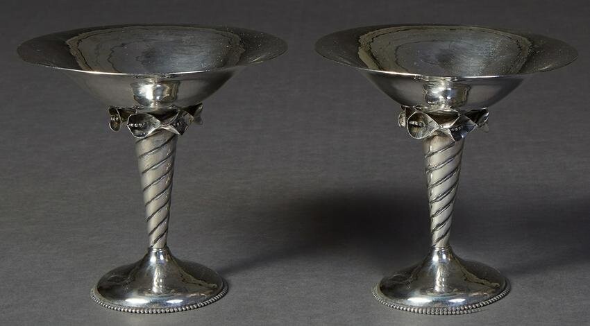 Pair of Sterling Silver Tazzas, c. 1950, in the Danish