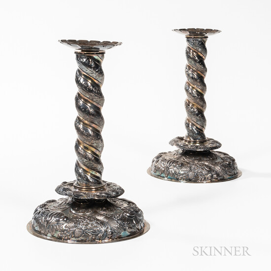 Pair of Victorian Sterling Silver Candleholders