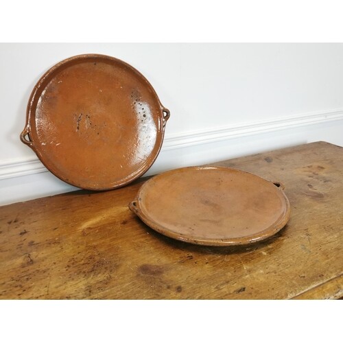 Pair of early 20th C. glazed terracotta platters {39 cm Dia....