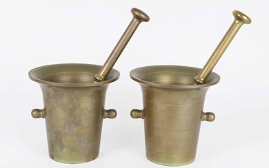 Pair of large mortars with brass pestles. 20. Year (2)
