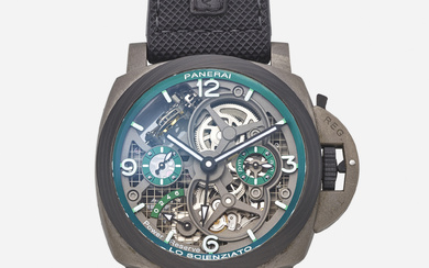 Panerai 'Luminor Tourbillon GMT Lo Scienziato' titanium wristwatch, Ref. PAM00768