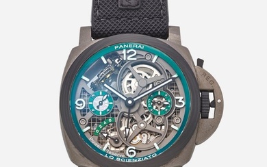 Panerai, 'Luminor Tourbillon GMT Lo Scienziato' titanium wristwatch, Ref. PAM00768