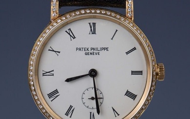 Patek Philippe Calatrava 18K, Transparent case back, slim clock hands, Manual winding