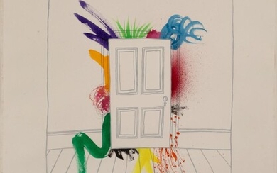Patrick Hughes, British b.1939 - The Studio, 1987; lithograph printed in colours, signed, titled, dated and numbered in pencil on lower edge 'Hughes 87 The Studio 47/60', 53 x 41 cm (image) (ARR) Provenance: with Flowers East, 22 October 1997, The...