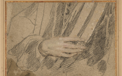 Peter Lely (1618-1680), Follower of. Study of a hand with drapery