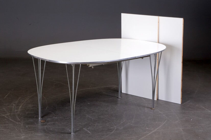 Piet Hein & Bruno Mathsson. Super Ellipse spisebord med udtræk og 2 tillægsplader (3)