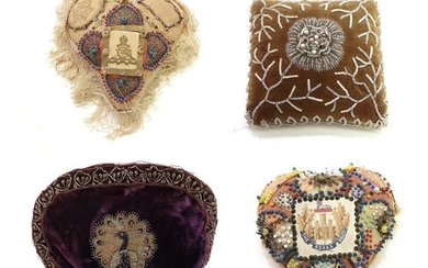Pin Cushions and Other Items, comprising a military wool patchwork...