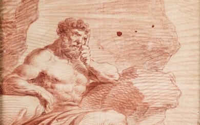 Pittore del XVIII secolo Il riposo di Ercole Cornice a guantiera in legno...