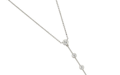Platinum and Diamond Drop Pendant Necklace