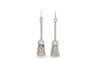 Platinum and Diamond Pendant Earrings