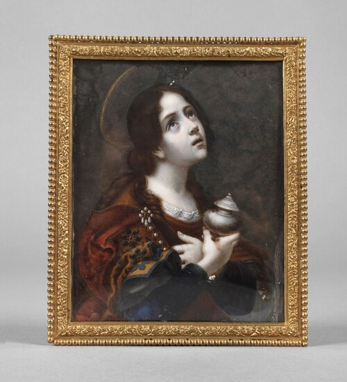 Portrait miniature de Marie-MadeleineFin du 19e siècle, non signé, gouache sur plaque, copie très réduite...